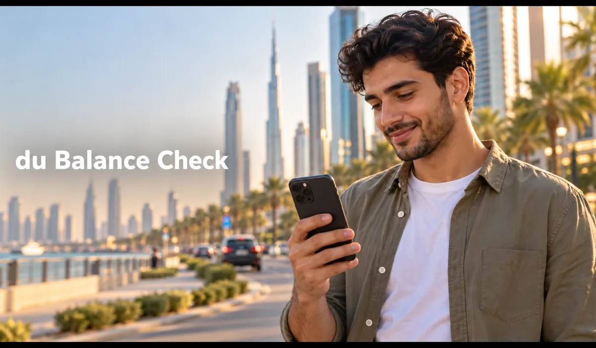 Man doing a du balance check on his phone