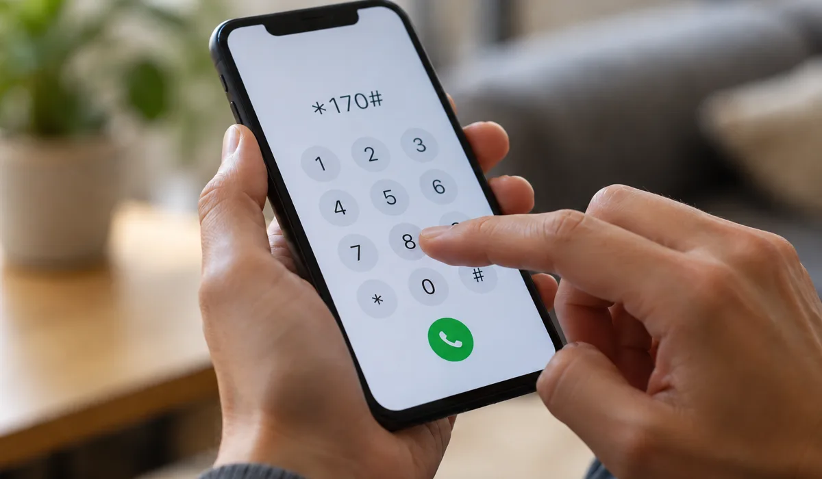 Dialling the *170# USSD code on a phone to check Etisalat data balance